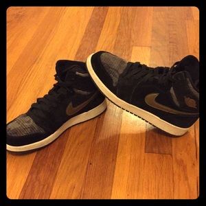 Air Jordan 1’s *LIMITED*Black Camo Gold Logo Shoes